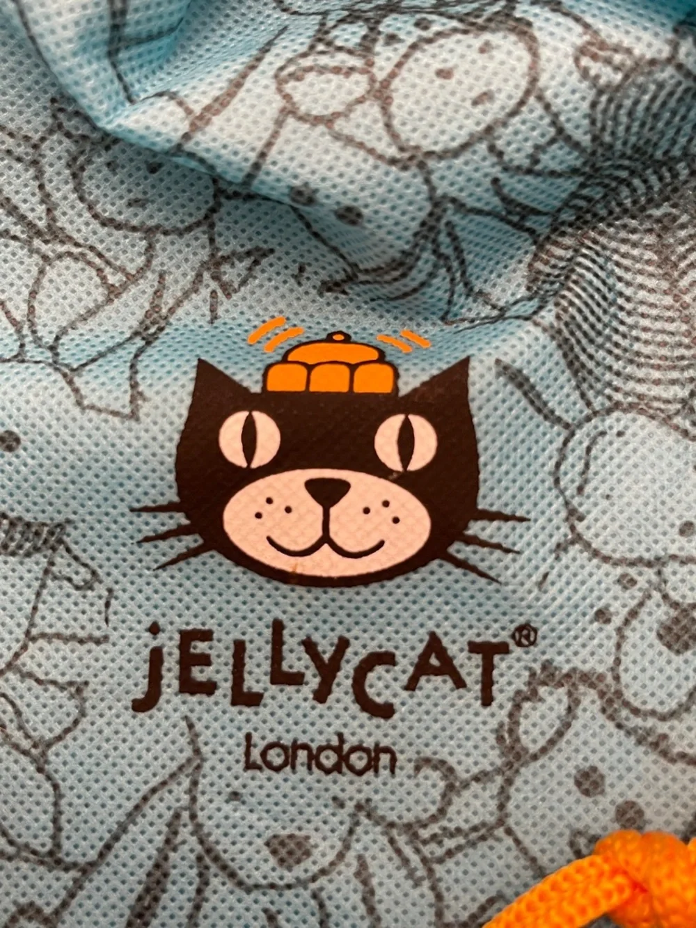 Jellycat London Drawstring Dust Bag Pouch Blue Plush Toy Storage 7.25